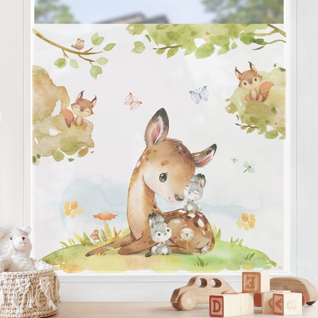 Decorazioni cameretta Coniglietto e scoiattolo in acquerello