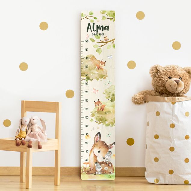 Decorazioni camera neonato Cervo ad acquerello con nome personalizzato