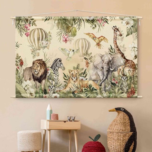 Leone quadro Animali della savana ad acquerello