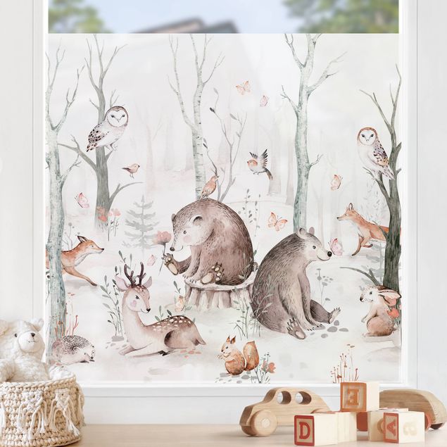 Decorazioni camera neonato Amici animali della foresta ad acquerello