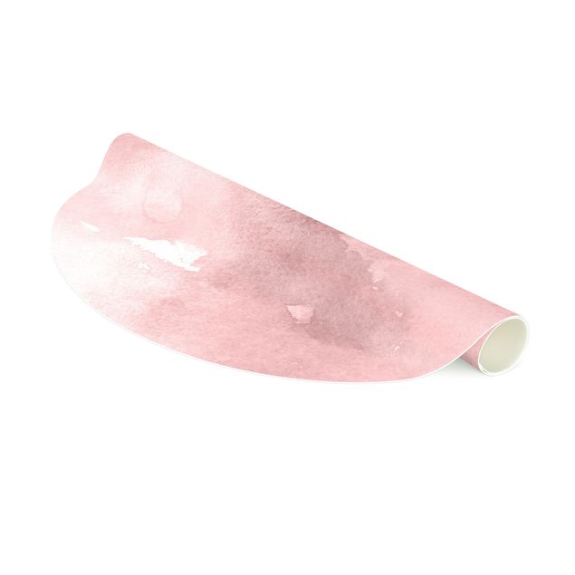 Tappeto in vinile rotondo - Struttura acquerello con zucchero filato rosa