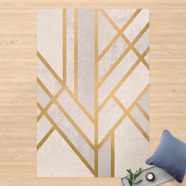 tappeto astratto moderno Geometria Art Déco Oro Bianco