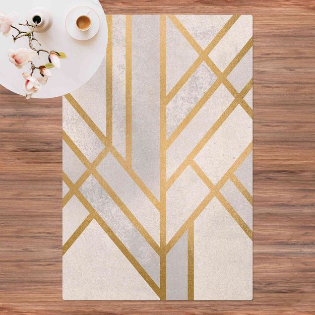 tappeto moderno Geometria Art Déco Oro Bianco