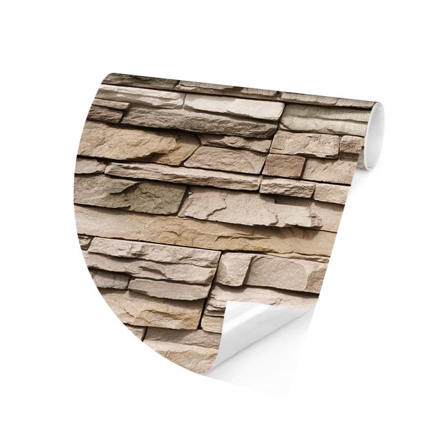 Carta da parati tessuto non tessuto Muro di pietra asiatico con grandi pietre chiare
