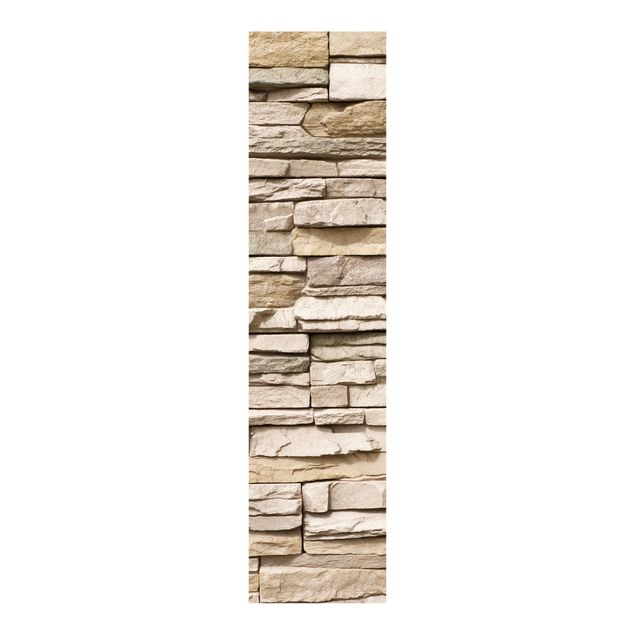 Tende a pannello scorrevoli effetto legno Muro di pietra asiatico con grandi pietre chiare