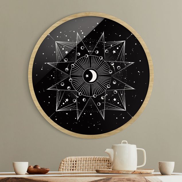 Quadri stile vintage Astrologia Luna Magia Nero