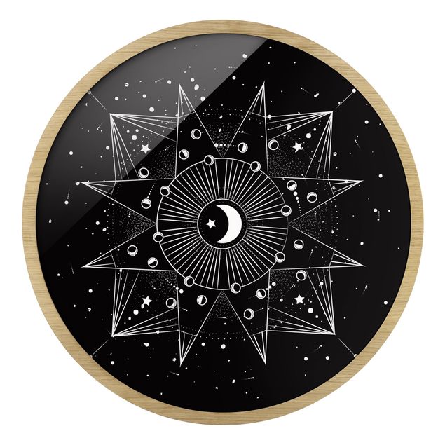 Quadri stampe Astrologia Luna Magia Nero