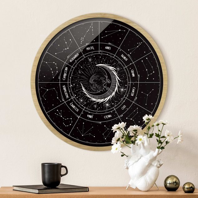 Quadri moderni   Astrologia Luna e segni zodiacali nero