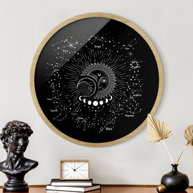 Quadri moderni   Astrologia Sole Luna e Stelle Nero