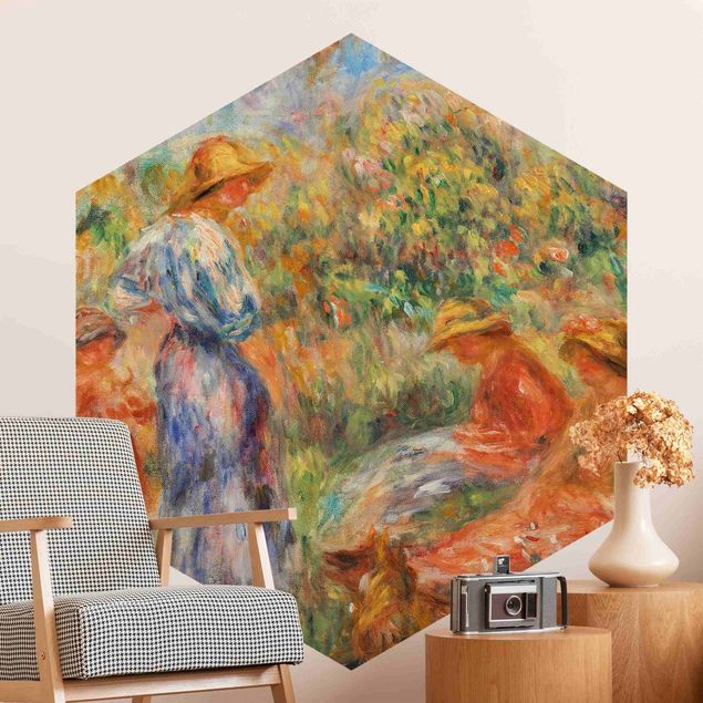 Riproduzioni quadri famosi Auguste Renoir - Tre donne e un bambino in un paesaggio