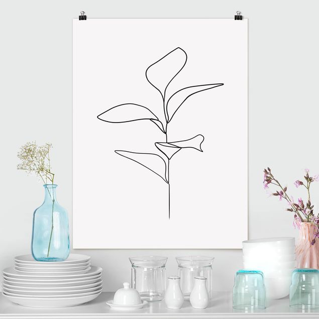 Correnti artistiche Line Art - foglie di piante bianco e nero
