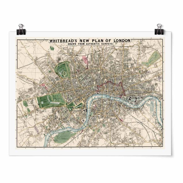 Quadro planisfero Mappa vintage Londra