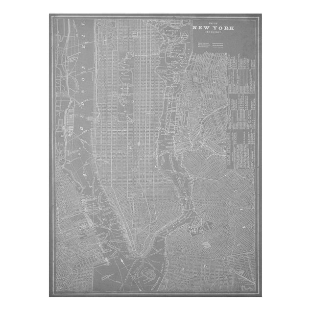 Quadri shabby Mappa vintage New York Manhattan