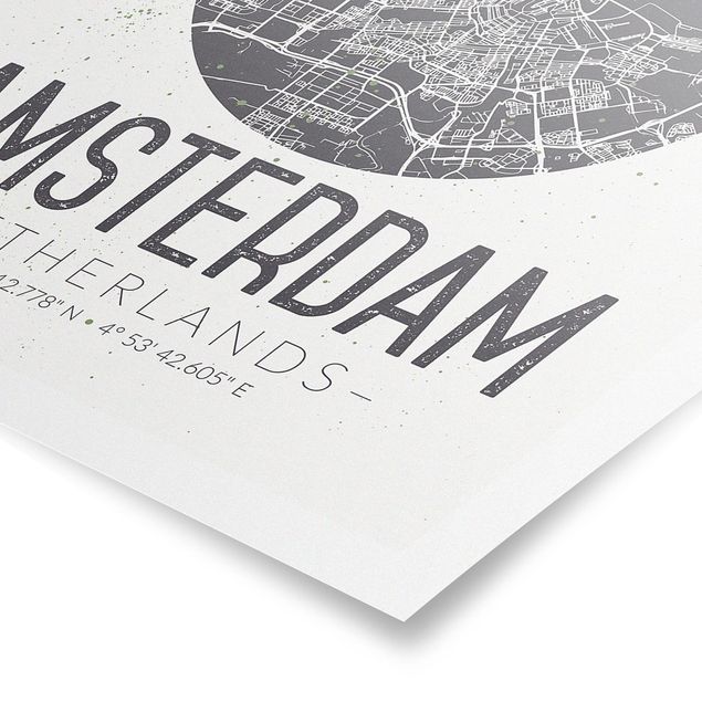 Quadri grigi Mappa della città di Amsterdam - Retrò