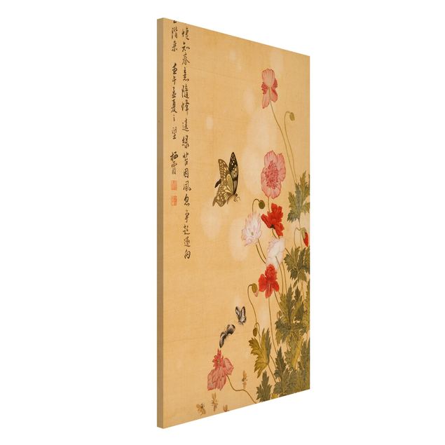 Riproduzioni Yuanyu Ma - Fiore di papavero e farfalla