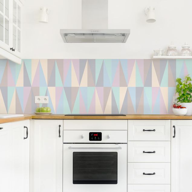 Rivestimento cucina moderna Triangoli in colori pastello