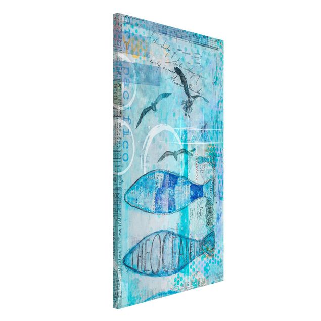 Quadri con pesci Collage colorato - Pesce blu