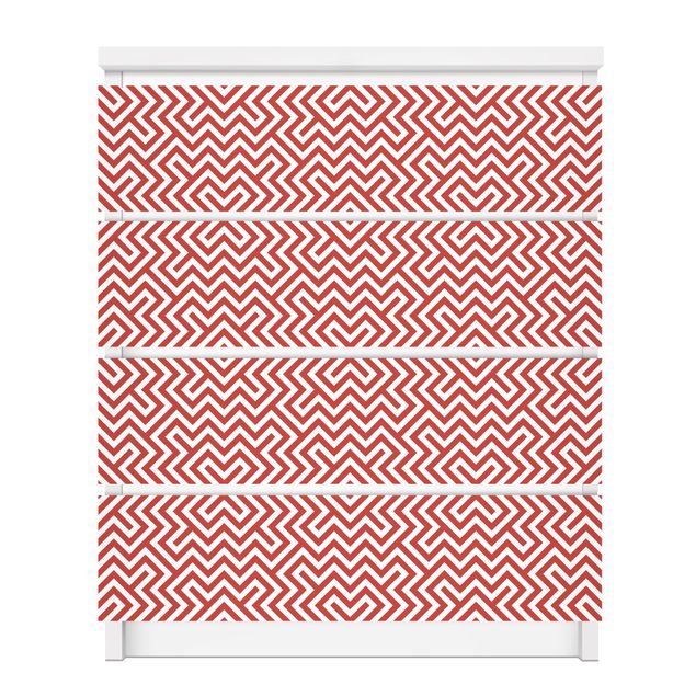 Pellicole adesive per mobili cassettiera Malm IKEA Motivo a strisce geometriche rosse
