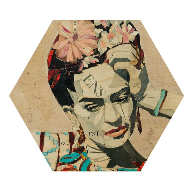 Esagono in legno - Frida Kahlo - Collage No.1
