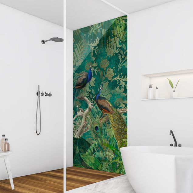 Rivestimento per doccia - Shabby Chic Collage - Pavone vanitoso II
