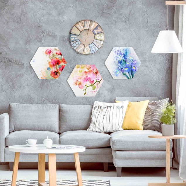 Quadro moderno Trio di fiori ad acquerello