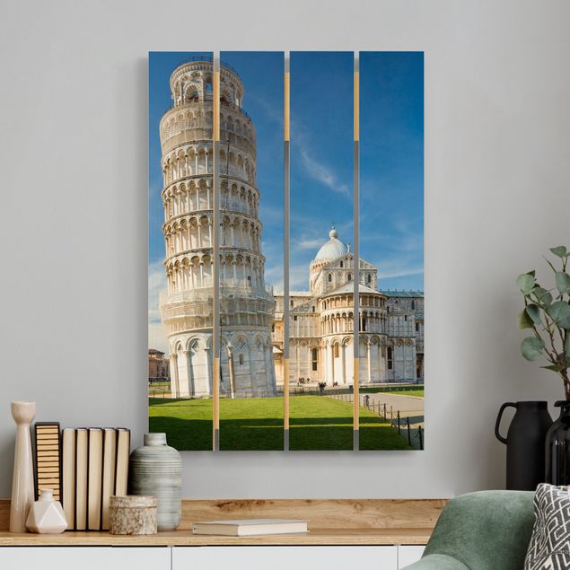 Quadri in legno con architettura e skylines La Torre Pendente di Pisa
