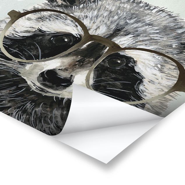 Quadro grigio Animali con occhiali - Procione