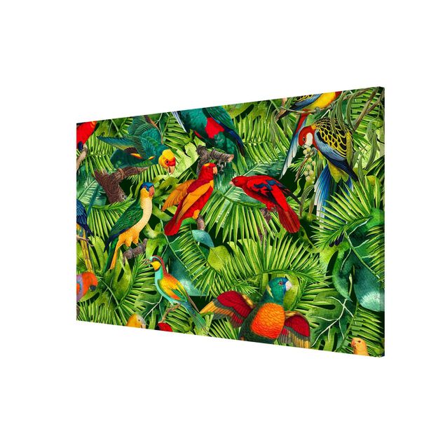 Quadri moderni   Collage colorato - Pappagalli nella giungla