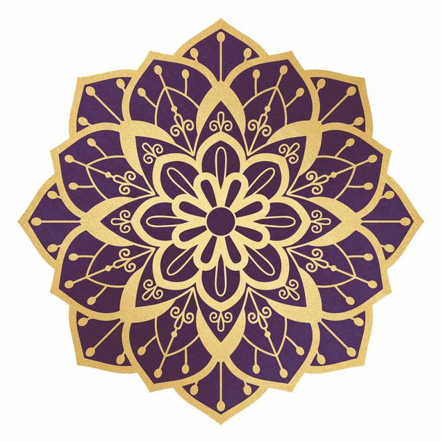 Mandala adesivo da parete Mandala a forma di fiore Oro Viola