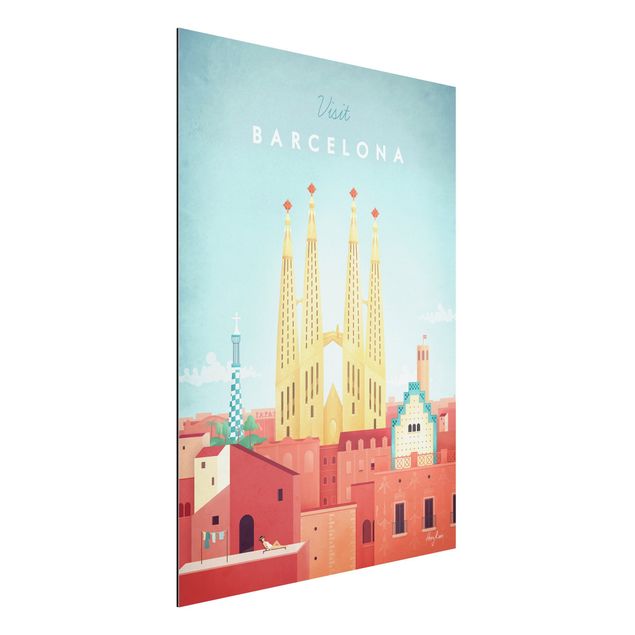 Quadro vintage Poster di viaggio - Barcellona