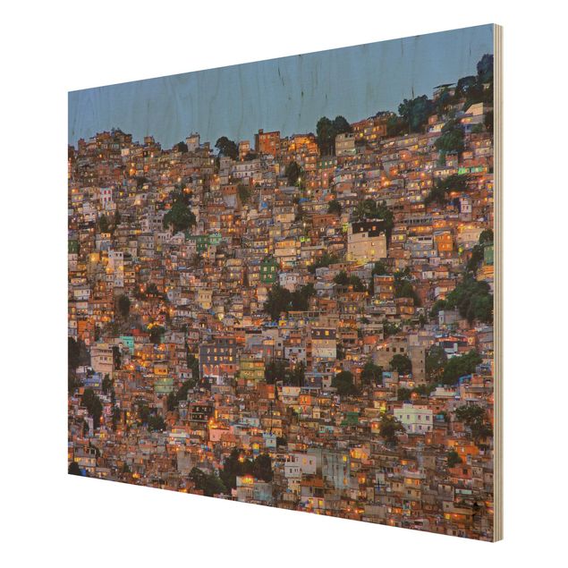 Quadri in legno Rio De Janeiro Favela tramonto