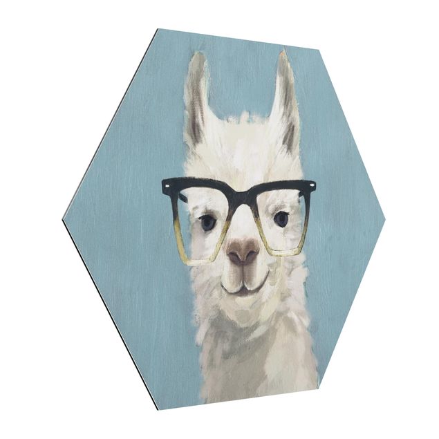 Quadro blu Lama con occhiali IV