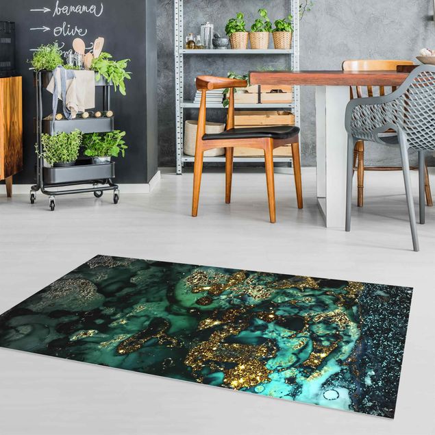 tappeto design moderno Isole di mare d'oro astratto