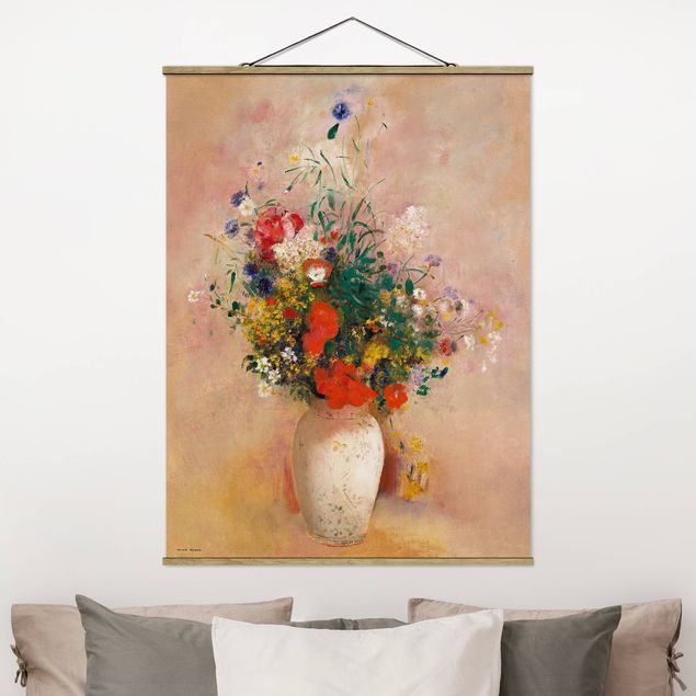 Riproduzioni Odilon Redon - Vaso con fiori (sfondo rosato)