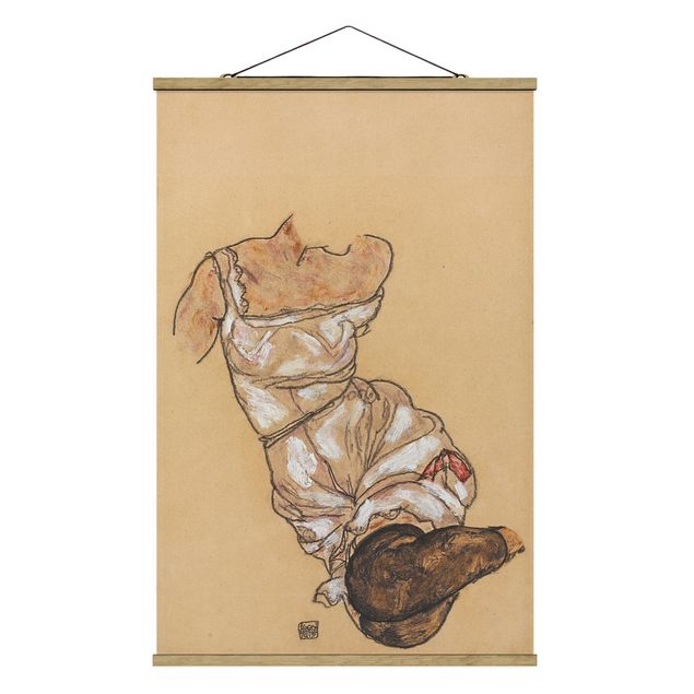 Quadri moderni per arredamento Egon Schiele - Torso femminile in biancheria intima e calze nere