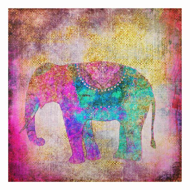 Quadri moderni   Collage colorato - Elefante indiano