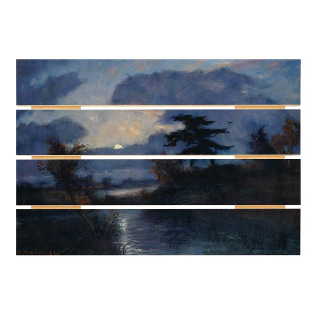 Quadri in legno con paesaggio Otto Modersohn - Notte di luna nella palude del diavolo