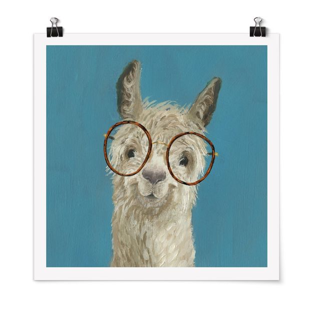 Quadro animali Lama con occhiali I