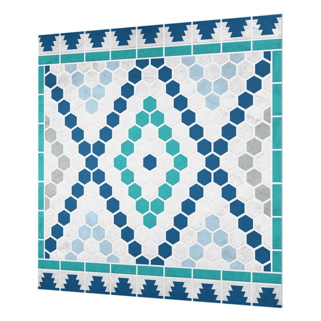Paraschizzi in vetro - Moroccan tile pattern turquoise blue