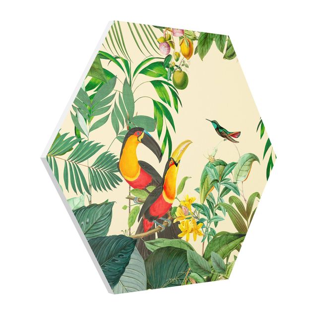 Quadri stile vintage Collage vintage - Uccelli nella giungla