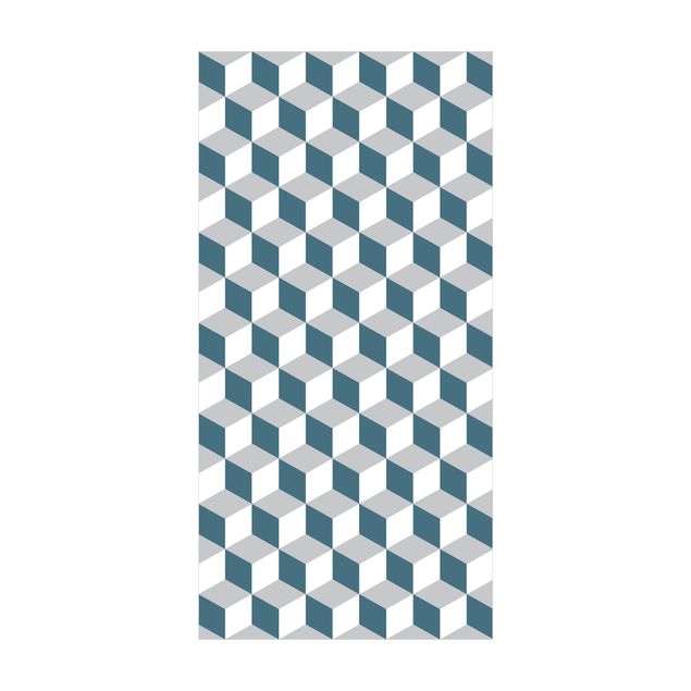 tappeti blu Mix di piastrelle geometriche Cubi Blu Grigio