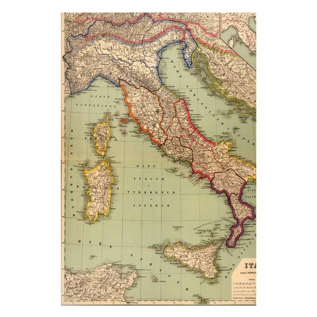 Quadro planisfero Mappa vintage Italia