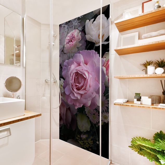 Rivestimento per doccia - Bouquet di rose da sogno