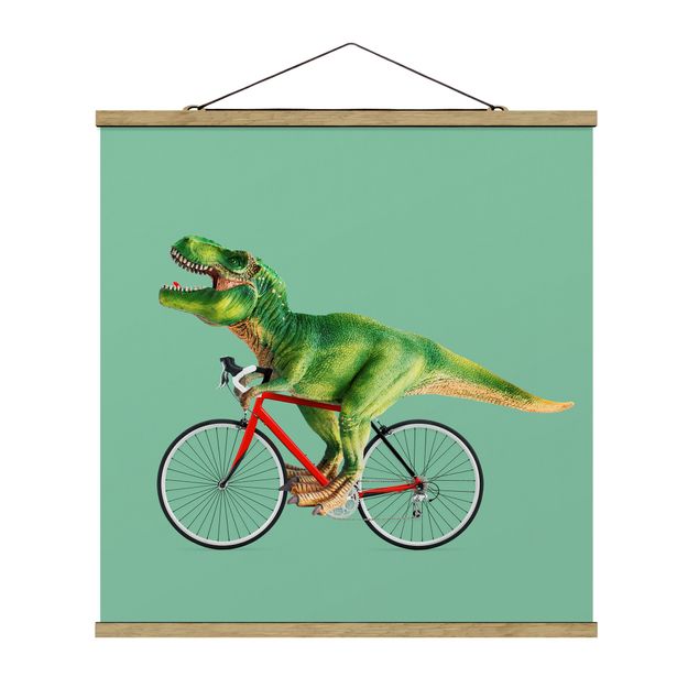 Quadro animali Dinosauro con bicicletta