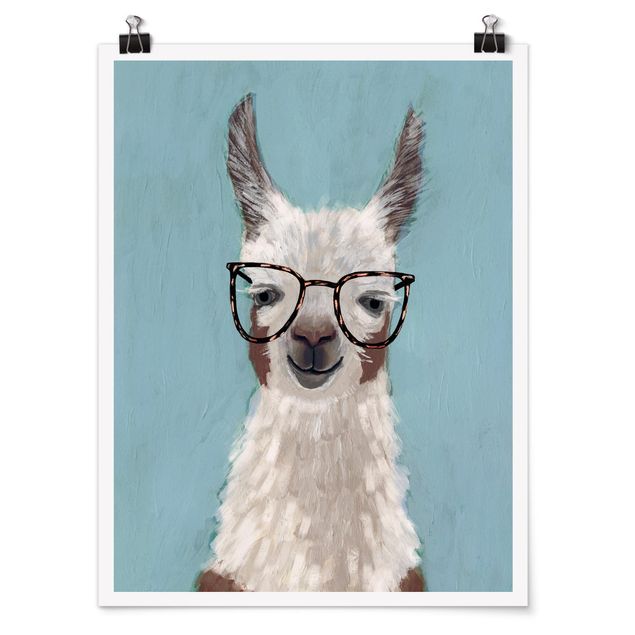 Poster animali Lama con occhiali II