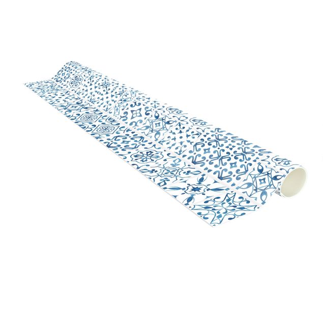 Tappeti moderni Piastrella modello blu bianco