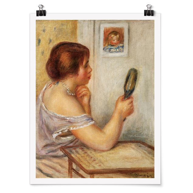 Quadri moderni per arredamento Auguste Renoir - Gabrielle con lo specchio o Marie Dupuis con lo specchio con il ritratto di Coco
