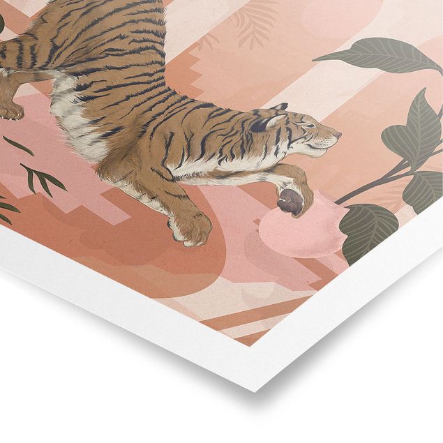 Quadri rosa Illustrazione - Tigre in pittura rosa pastello