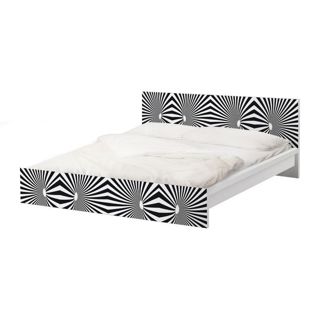 Carta adesiva per mobili IKEA - Malm Letto basso 160x200cm Psychedelic black and white pattern