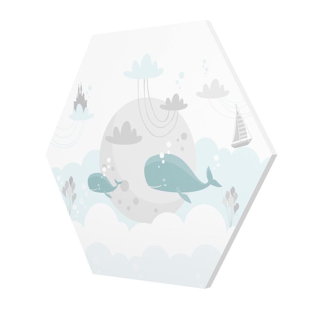 Stampe forex Nuvole con balena e castello